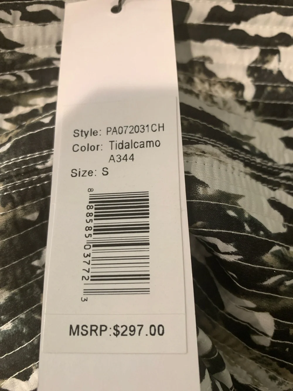 Parker Strapless Tidal Camo Patterned Ruffle-Hem Mini Dress S retail $297 - Picture 2 of 7
